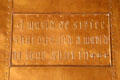 Fireplace copper repousse slogan 'A world of strife shut out and a world of love shut in…' at Craftsman Farms. Morris Plains, NJ.