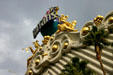 Harrah's Las Vegas sign reflects Carnival & Mardi Gras themes. Las Vegas, NV.