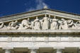 Greek-temple style frieze including Art Nouveau figures on Historical Society Museum, only remaining structure of 1901 Pan American Exhibition. Buffalo, NY.