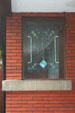 Stained glass window of Frank Lloyd Wright's 629 Bird Ave House. Buffalo, NY.
