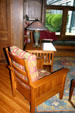 Arts & Crafts-style furniture in lobby of Roycroft Inn. East Aurora, NY