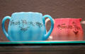 Glass cream & sugar souvenirs from Chicago World's Fair by New England Glass Co. at Corning Museum of Glass. Corning, NY.