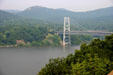 Bear Mountain suspension bridge over Hudson River. NY
