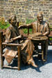 Statue of Eleanor & Franklin D. Roosevelt sitting in the garden of Roosevelt home. Hyde Park, NY.