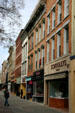 Streetscape of downtown heritage district along Ithaca Commons [aka State St.]. Ithaca, NY.