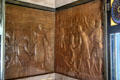 "Women of the Revolution, 1776. Industrious, self-denying, frugal, clothing and feeding themselves and their families and giving aid and comfort to an army of defence" & "Rally of the people for the defense of their just rights, which resulted in the establishment of popular government" bronze relief by J.C. Markham in Saratoga Monument. Schuylerville, NY.