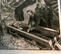 Graphic of Grant's funeral at Mount MacGregor with son Fred Grant placing ring on his father's finger at Grant Cottage SHS. Wilton, NY.