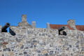 Stone walls & canon of South Barracks at Fort Ticonderoga. Ticonderoga, NY.