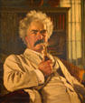 Portrait of Mark Twain by Charles A. Gray in Elmira College Twain Exhibit. Elmira, NY.