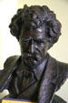 Bronze bust of Samuel Langhorne Clemens by Ernfred Anderson in Elmira College Twain Exhibit. Elmira, NY.