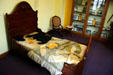 Olivia Langdon's bed in Elmira College Twain Exhibit. Elmira, NY.