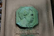 Bronze image of Mark Twain on his monument. Elmira, NY.