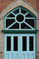 Doorway detail of Rochester Water Works Old Holly Pump Station in High Falls Historic District. Rochester, NY.