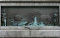 Bronze panel of battle of Monitor & Merrimack at Soldiers' & Sailors' Civil War Monument. Rochester, NY.