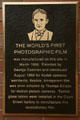 Plaque marking world's first photographic film made in 1889 by George Eastman. Rochester, NY.