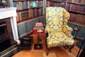 Wing chair where George Eastman posed for his bookplate at Eastman House. Rochester, NY.