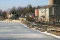Row of renovated heritage commercial buildings along Erie Canal at Schoen Place, Pittsford. Rochester, NY.