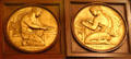 Relief roundels showing lithography & typesetting history on Rush Rhees Library facade at University of Rochester. Rochester, NY.