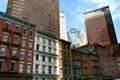 Heritage block preserved to protect environment of Fraunces Tavern plus several financial district highrises. New York, NY.