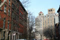 Stuyvesant St. townhouses with St. Marks-in-the-Bowery 170 2nd Avenue by Segal & Sohn & 166 2nd Avenue by Emery Roth. New York, NY.