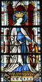 St Catherine of Siena with wheel of martyrdom stained glass from the church at Boppard-am-Rhein at The Cloisters. New York, NY.