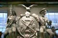 Sculpted seal of City of New York saved from public building at South Street Seaport Museum. New York, NY.