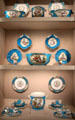 Sèvres porcelain dessert service dishes with exotic birds by several artists at Metropolitan Museum of Art. New York, NY.
