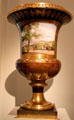 Sèvres porcelain vase showing Napoleon hunting in hills near château of Saint-Cloud at Metropolitan Museum of Art. New York, NY.