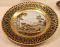 Sèvres porcelain plate with Syrian scene near Baalbek by Nicolas-Antoine le Bel as part of series started by Napoleon I featuring French empire at Metropolitan Museum of Art. New York, NY.