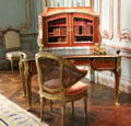 Writing table from France plus baroque decorative items at Metropolitan Museum of Art. New York, NY.
