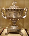 Silver presentation vase with scenes of Erie Canal by Thomas Fletcher & Sidney Gardiner of Philadelphia at Metropolitan Museum of Art. New York, NY.