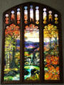Autumn Landscape leaded Favrile glass window attrib. Agnes Northrop of Tiffany Studios, New York City at Metropolitan Museum of Art. New York, NY.