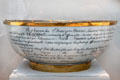 Chinese export porcelain punch bowl painted with a membership certificate of Society of the Cincinnati at Metropolitan Museum of Art. New York, NY.