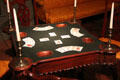 Card table with candlestick holder in corner plus indent for chips owned by Samuel Verplanck of New York City at Metropolitan Museum of Art. New York, NY.