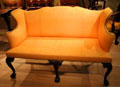 Upholstered cabriole-leg Rococo settee from Boston, MA at Metropolitan Museum of Art. New York, NY.