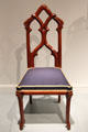Gothic revival side chair by Alexander Jackson Davis & attrib. maker Burns & Brother of New York City at Metropolitan Museum of Art. New York, NY.