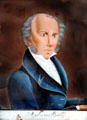 Martin Van Buren portrait on glass by unknown folk artist at Lindenwald. Kinderhook, NY.