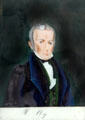 Henry Clay portrait on glass by unknown folk artist at Lindenwald. Kinderhook, NY.