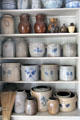 Brownware jugs & stoneware crocks from Long Island in Layton General Store at Old Bethpage Village. Old Bethpage, NY.