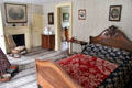 Master bedroom in Layton Home at Old Bethpage Village. Old Bethpage, NY.