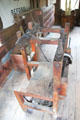 Broom making machine in Luyster Store at Old Bethpage Village. Old Bethpage, NY.