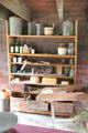 Merchandise shelf in Luyster Store at Old Bethpage Village. Old Bethpage, NY.