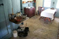 Stoneware crocks in kitchen of Williams House at Old Bethpage Village. Old Bethpage, NY.