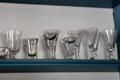Early American drinking glasses in Noon Inn Barroom at Old Bethpage Village. Old Bethpage, NY.