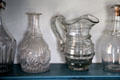 Early American glassware in Noon Inn Barroom at Old Bethpage Village. Old Bethpage, NY.
