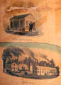 Sketches of Bethel Baptist Church & Oakland Works on 1854 Sag Harbor map at Annie Cooper Boyd House museum. Sag Harbor, NY.