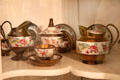 Lusterware copper tea & coffee service with floral design on white banding at Home Sweet Home Museum. East Hampton, NY.