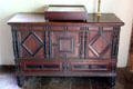 Ornately carved Connecticut-style chest at Thomas Halsey Homestead. South Hampton, NY.