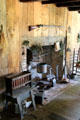 Kitchen with open hearth at Thomas Halsey Homestead. South Hampton, NY.