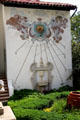 Wall sundial over garden at Vanderbilt Mansion. Centerport, NY.
